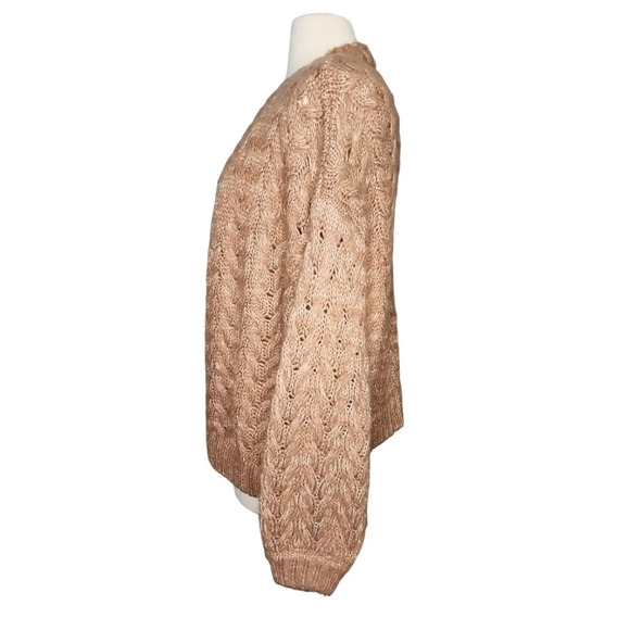 Kendall & Kylie Brown Tan Cardigan Sweater One Size Balloon Sleeves - Picture 4 of 10